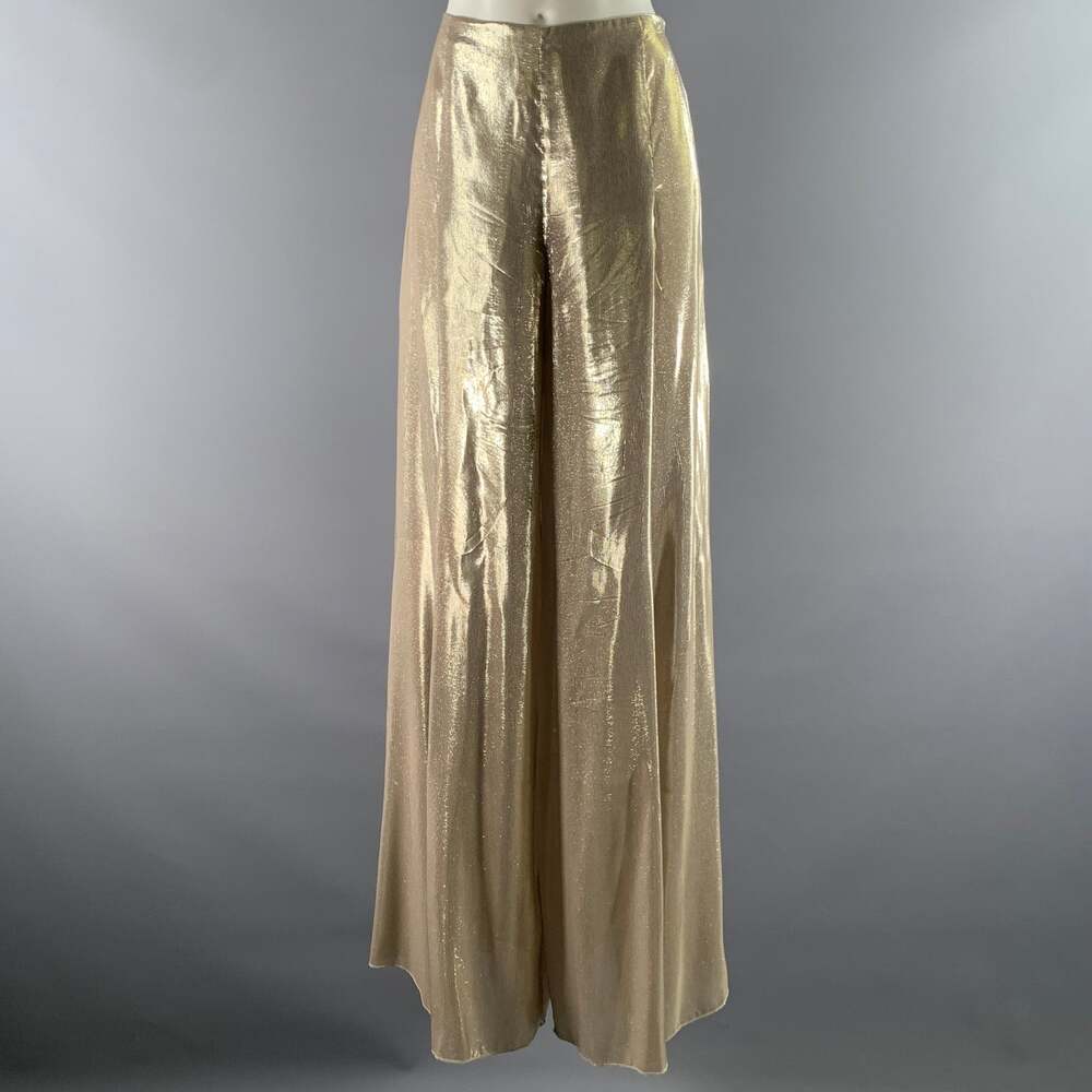RALPH LAUREN Size 8 Gold Silk Blend Shimmer Palazzo Pants